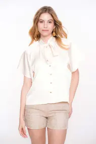 Blouse satin with bow