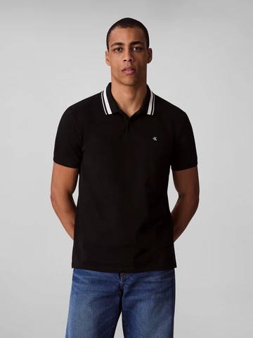 Calvin Klein - Polo - Zwart - Ss Monogram Pique Tipped Polo - Lv04Rc276G