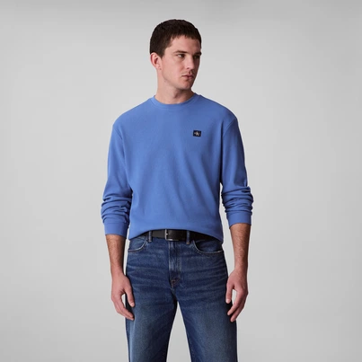 Calvin Klein - Sweater lange mouw - Donkerblauw - Lv040Em217 - Ls Waffle Badge Crewnk Tee