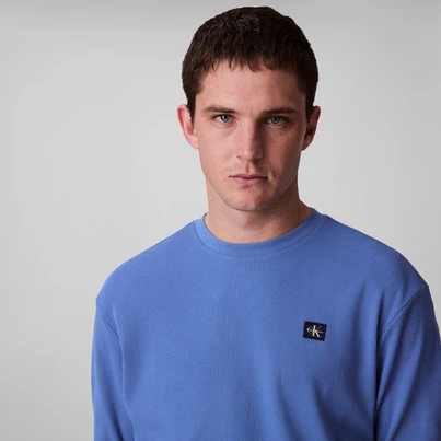 Calvin Klein - Sweater lange mouw - Donkerblauw - Lv040Em217 - Ls Waffle Badge Crewnk Tee