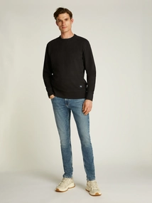 Calvin Klein - Sweater lange mouw - Zwart - Woven Label Crew Neck - J30J327115