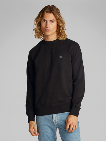 Calvin Klein - Sweater lange mouw - Zwart - Woven Label Crew Neck - J30J327115