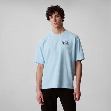 Calvin Klein - T-shirt korte mouw - Lichtblauw - Lv04Rc808G - Ss 16S Calvin Resort Script Grap