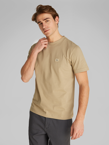 Calvin Klein - T-shirt korte mouw - Taupe - Woven Label Regular Tee - J30J327100