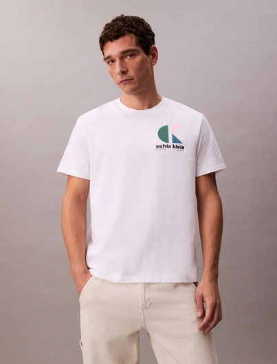 Calvin Klein - T-shirt korte mouw - Wit - Lv04Rc827G - Ss 20S Ck Bauhaus Logo Graphic T
