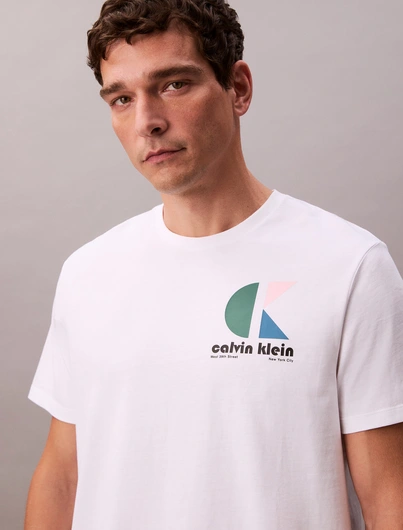 Calvin Klein - T-shirt korte mouw - Wit - Lv04Rc827G - Ss 20S Ck Bauhaus Logo Graphic T