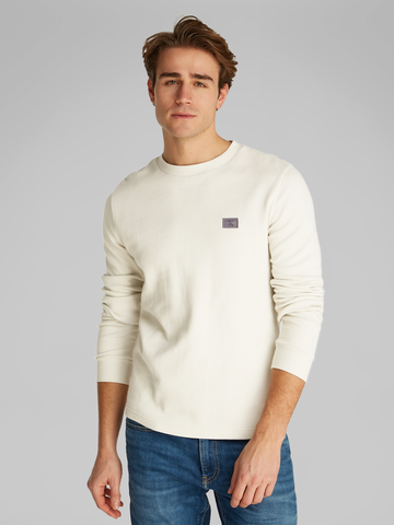 Calvin Klein - T-shirt lange mouw - Kiezelgrijs - Woven Label Waffle Ls Tee - J30J327117