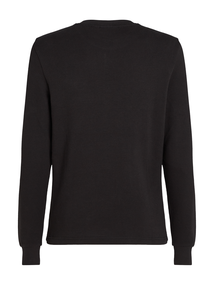 Calvin Klein - T-shirt lange mouw - Zwart - Woven Label Waffle Ls Tee - J30J327117