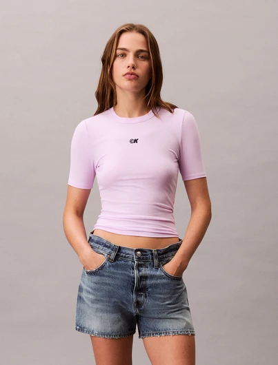 Calvin Klein - Trendy T-shirt korte mouw - Paars - Modal Rib Tee - Lv044C901G