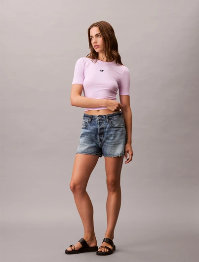 Calvin Klein - Trendy T-shirt korte mouw - Paars - Modal Rib Tee - Lv044C901G