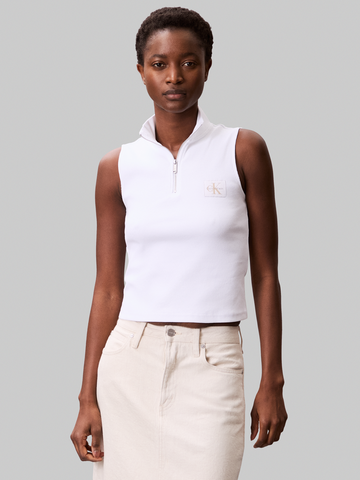 Calvin Klein - Trendy T-shirt korte mouw - Wit - Woven Label Sl Qz Top - Lv047C909G