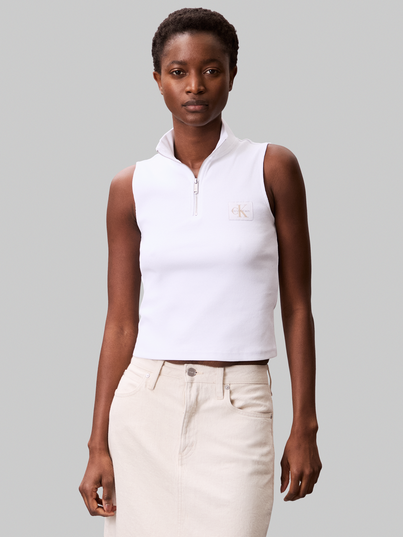 Calvin Klein - Trendy T-shirt korte mouw - Wit - Woven Label Sl Qz Top - Lv047C909G
