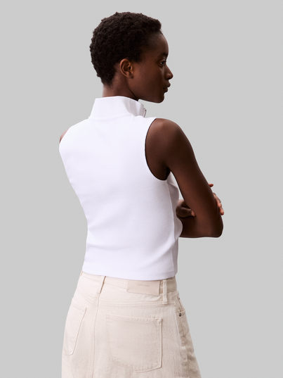 Calvin Klein - Trendy T-shirt korte mouw - Wit - Woven Label Sl Qz Top - Lv047C909G