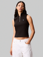 Calvin Klein - Trendy T-shirt korte mouw - Zwart - Woven Label Sl Qz Top - Lv047C909G