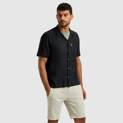 Cast Iron - Overhemd korte mouw - Donkerblauw - Short Sleeve Shirt Jacquard woven - Csis2505280