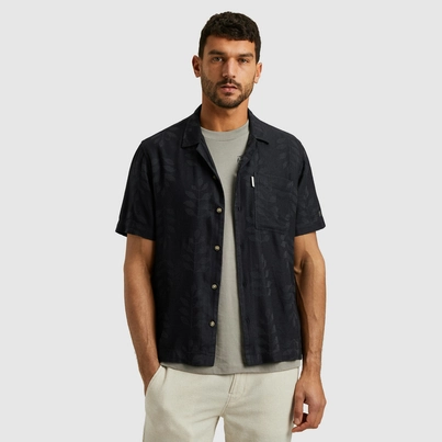 Cast Iron - Overhemd korte mouw - Donkerblauw - Short Sleeve Shirt Jacquard woven - Csis2505280