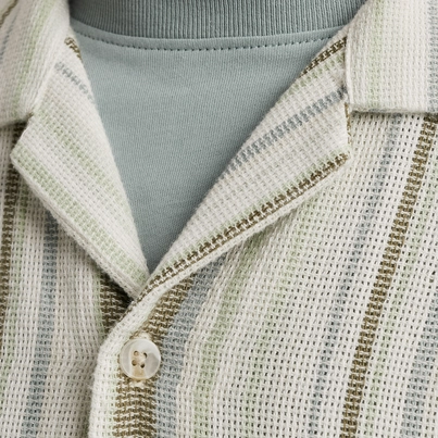 Cast Iron - Overhemd korte mouw - Grijs - Short Sleeve Shirt YD stripe struc - Csis2505282