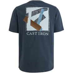 Cast Iron - T-shirt korte mouw - Blauw - Ctss2503562 - Short sleeve r-neck regular fit je