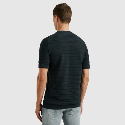 Cast Iron - T-shirt korte mouw - Blauw - Ctss2503568 - Short sleeve r-neck cotton jacquar