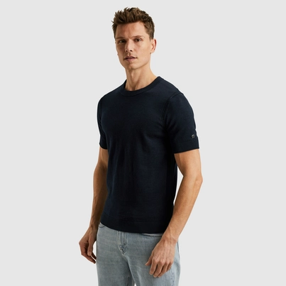 Cast Iron - T-shirt korte mouw - Donkerblauw - Short sleeve r-neck cotton blend s - Ctss2505589