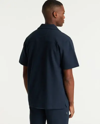 Chasin - Overhemd korte mouw - Donkerblauw - Doby Structure