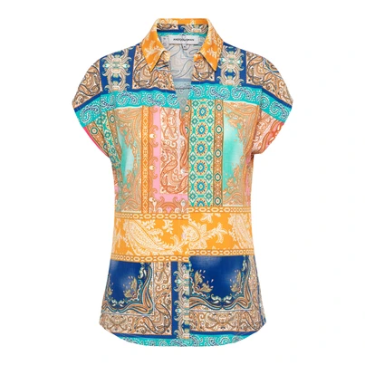 &CO Woman - Blouse korte mouw - Assorti - Valetta Multi Paisley - Bl377