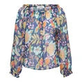 &CO Woman - Blouse lange mouw - Blauw - Acha Multi Flower - Bl379