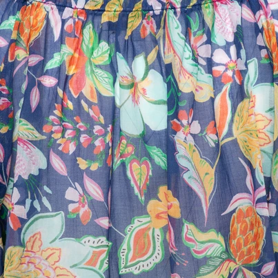 &CO Woman - Blouse lange mouw - Blauw - Acha Multi Flower - Bl379