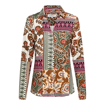 &CO Woman - Blouse lange mouw - Groen - Vayen Paisley