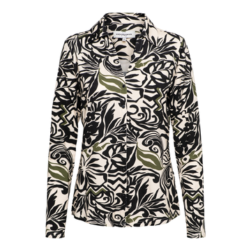 &CO Woman - Blouse lange mouw - Zwart - Vayen Leaf - Bl355