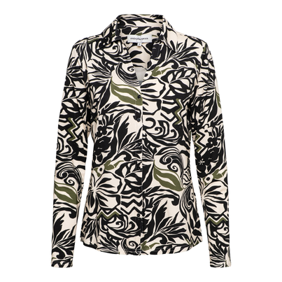 &CO Woman - Blouse lange mouw - Zwart - Vayen Leaf - Bl355