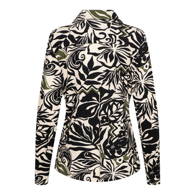 &CO Woman - Blouse lange mouw - Zwart - Vayen Leaf - Bl355