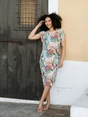 &CO Woman - Jurk - Beige - Lizzy Multi Leaf - Dr286