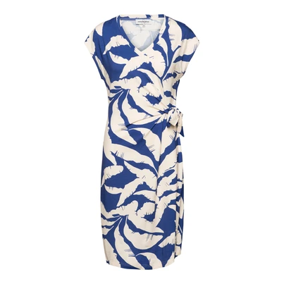 &CO Woman - Jurk - Blauw - Lizzy Banana Leaf - Dr287