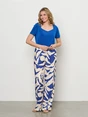 &CO Woman - Katoenen broek - Blauw - Nadine Banana Leaf - Pa376