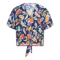 &CO Woman - T-shirt korte mouw - Blauw - Aruba Multi Flower - Bl376