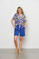 &CO Woman - T-shirt korte mouw - Blauw - Aruba Multi Flower - Bl376
