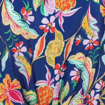 &CO Woman - T-shirt korte mouw - Blauw - Aruba Multi Flower - Bl376