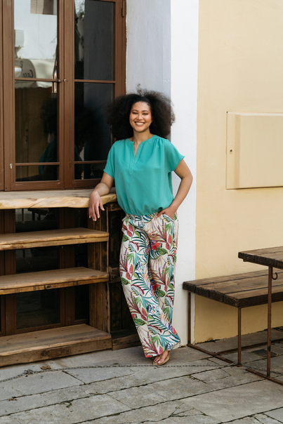 &CO Woman - T-shirt korte mouw - Groen - Nola - Bl371