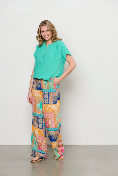 &CO Woman - T-shirt korte mouw - Groen - Nola - Bl371