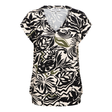 &CO Woman - T-shirt korte mouw - Zwart - Lucia Leaf - To273