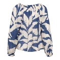 &CO Woman - T-shirt lange mouw - Blauw - Acha Banana Leaf - Bl378