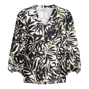 &CO Woman - T-shirt lange mouw - Zwart - Ayla Leaf