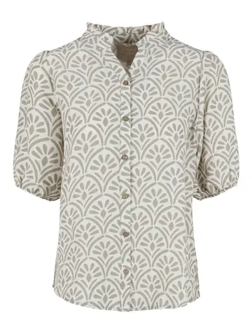 Elvira - Blouse korte mouw - Beige - Blouse Manou - E2 25-053