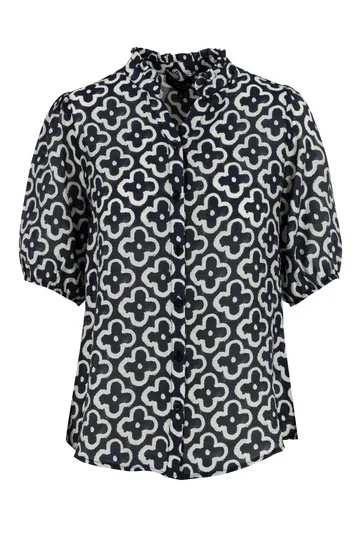 Elvira - Blouse korte mouw - Bloemenprint - Blouse Suus - e2 25-064
