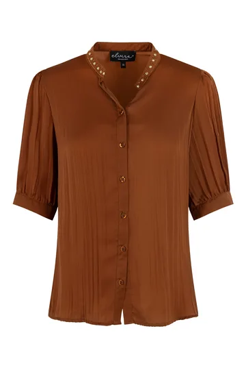 Elvira - Blouse korte mouw - Bruin - Blouse Nella - E2 25-005