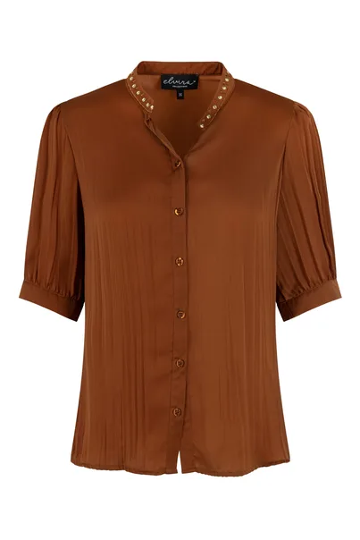 Elvira - Blouse korte mouw - Bruin - Blouse Nella - E2 25-005