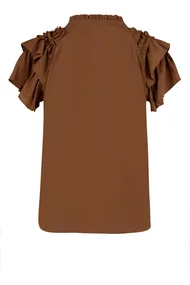 Elvira - Blouse korte mouw - Bruin - Blouse Rose - E2 25-002