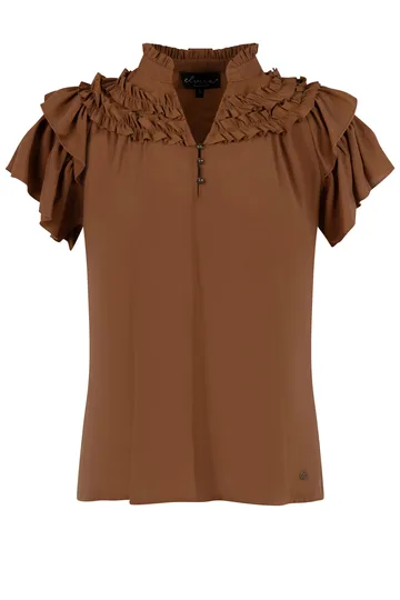 Elvira - Blouse korte mouw - Bruin - Blouse Rose - E2 25-002