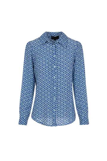Elvira - Blouse lange mouw - Kobaltblauw - Blouse Rays